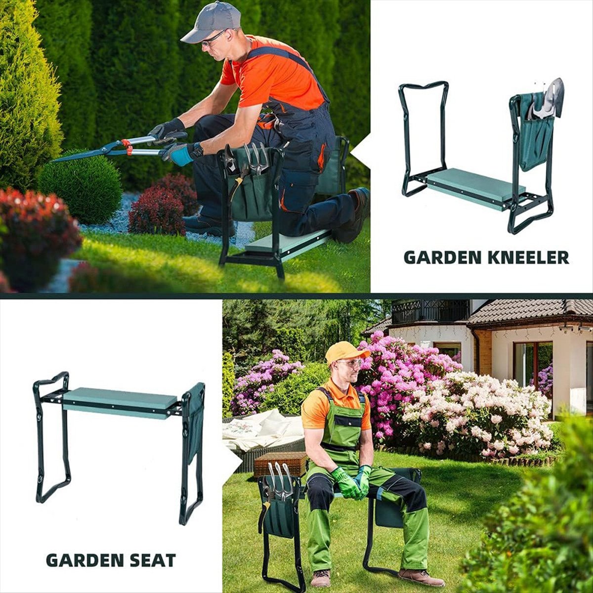 Gardening Tools For Seniors - B23BBG 2-in-1 Tuinkniebank en -zitje, opvouwbare